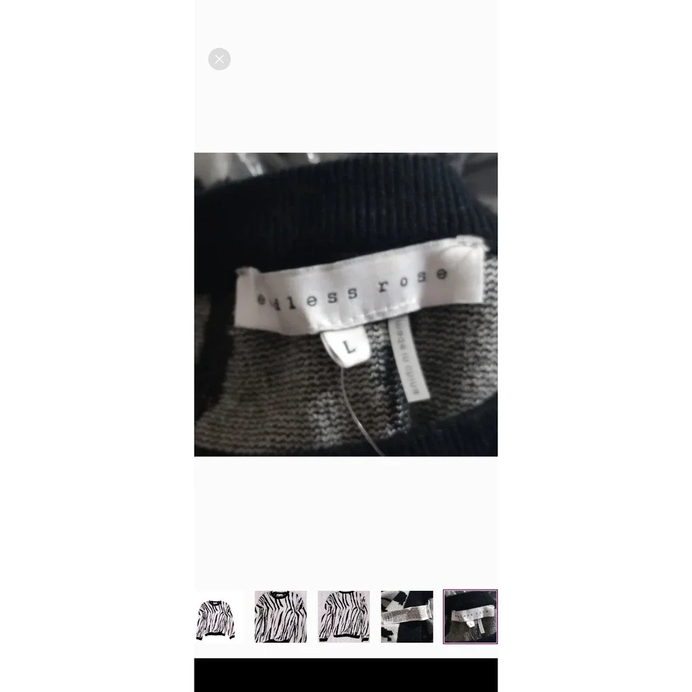 Endless Rose Women's L Zebra Print Knit Soft Pullover‎ Sweater Whimsigoth